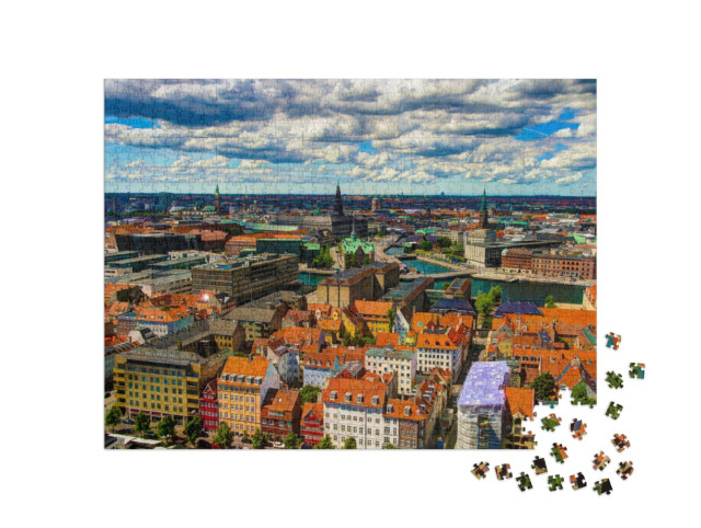 Puzzle 1000 Teile „Stadtbild von Kopenhagen, Dänemark“