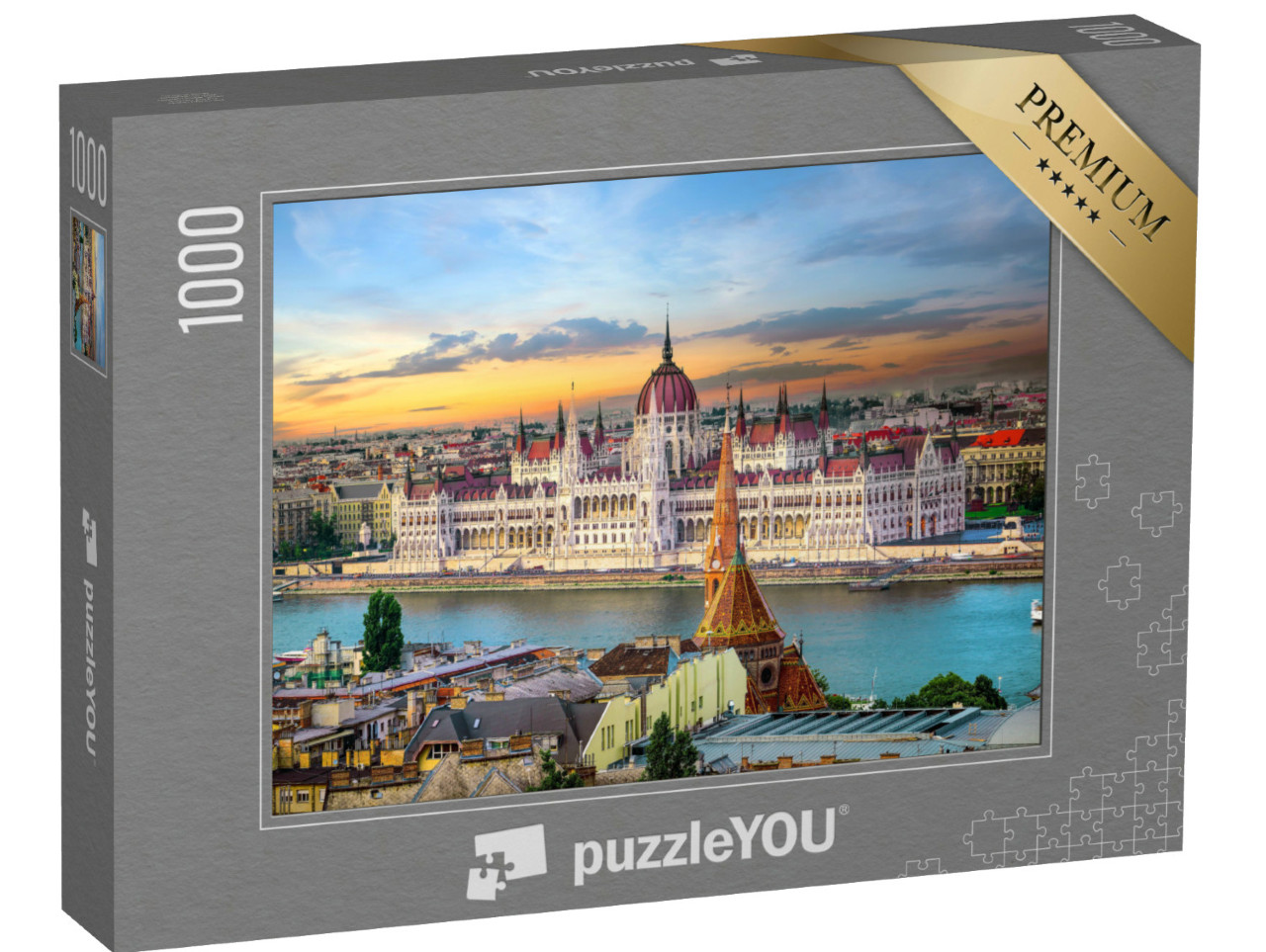 Puzzle 1000 Teile „Sonnenuntergang über berühmten Wahrzeichen in Budapest“