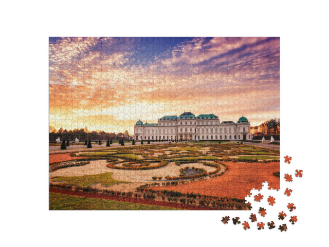 Puzzle 1000 Teile „Belvedere, Wien, Blick auf das Obere Schloss und den königlichen Garten“
