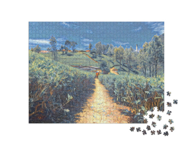 Puzzle 1000 Teile „im Stil von Paul-Cezanne - Teeplantagen und Fabrik in Sri Lanka - Puzzle-Kollektion Künstler & Gemälde“