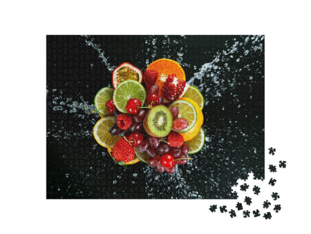 Puzzle 1000 Teile „Freeze Motion Shot von frischen Früchten“
