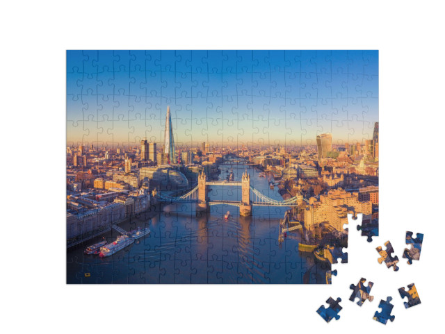 Puzzle 200 Teile „Luftbild-Panoramablick auf London und die Themse, England“