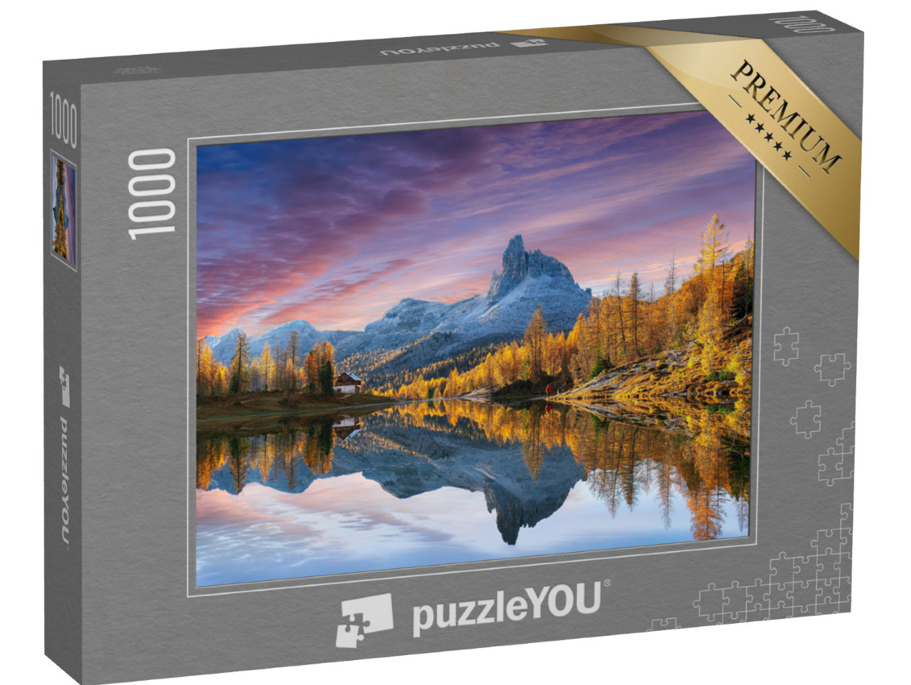 Puzzle 1000 Teile „Herbstblick auf den See Federa in den Dolomiten, Italien“