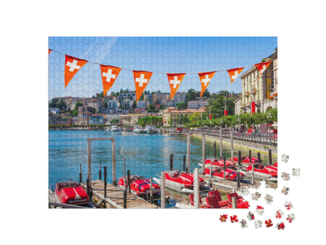 Puzzle 1000 Teile „Panoramablick auf den Luganersee“