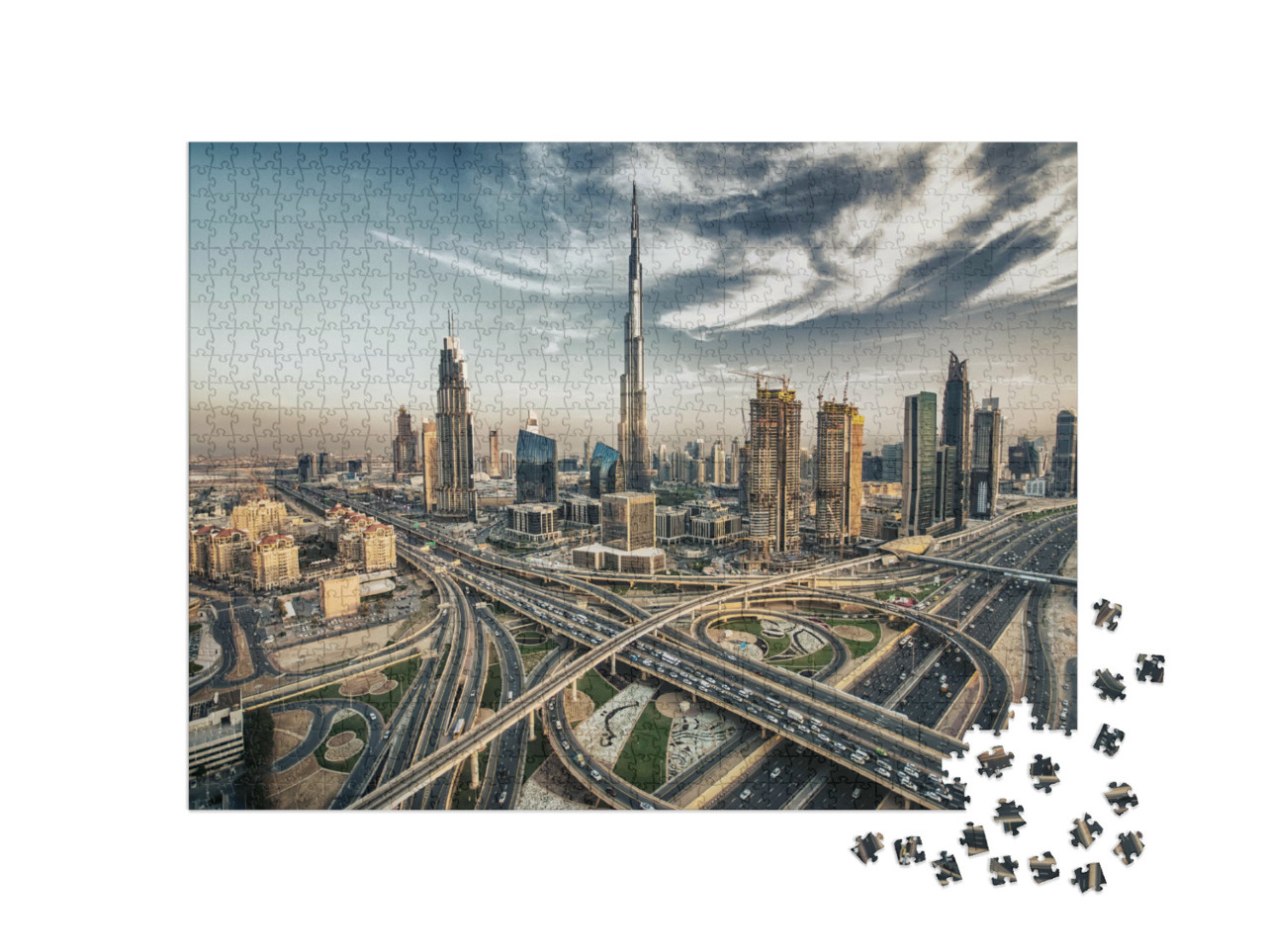 Puzzle 1000 Teile „Skyline von Dubai mit der Stadt  “