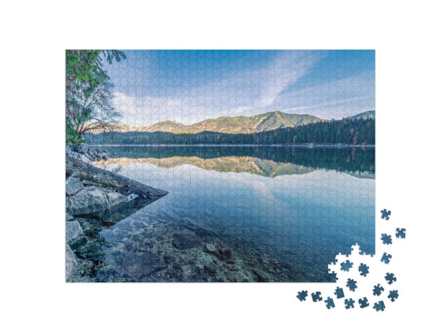 Puzzle 1000 Teile „Herbstlicher Blick auf den Eibsee und den Zirmerskopf“