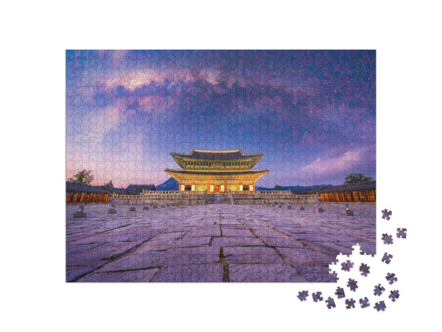 Puzzle 1000 Teile „Milchstraße hinter dem Gyeongbokgung Palast, Seoul, Südkorea“