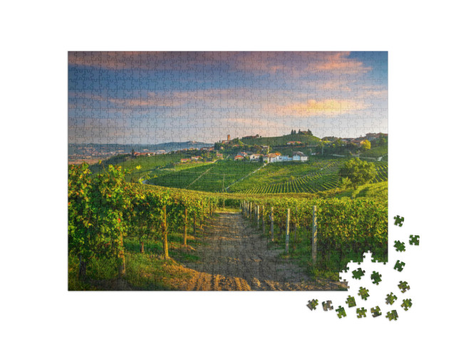 Puzzle 1000 Teile „Das Dorf Barbaresco und die Weinberge der Langhe “