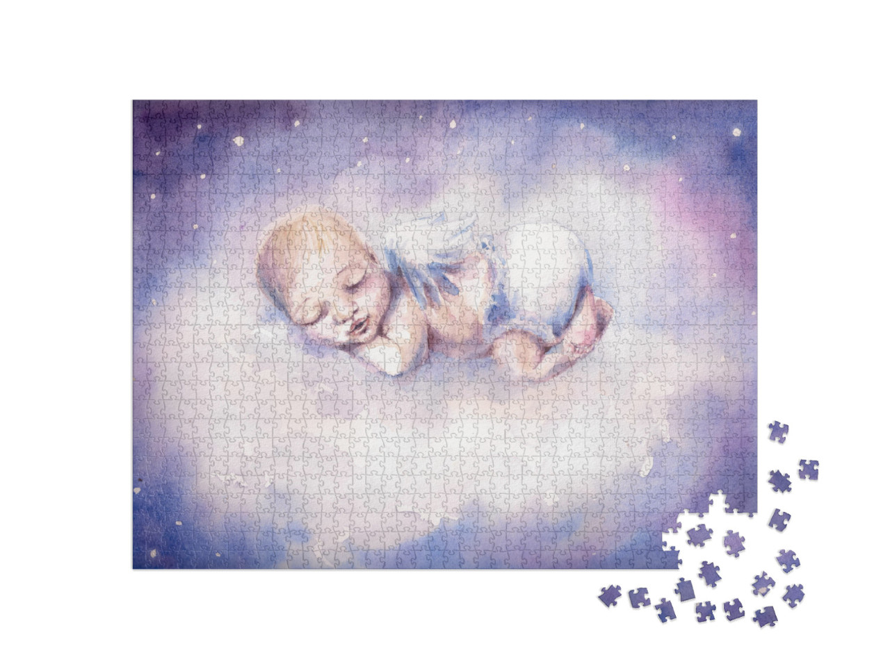Puzzle 1000 Teile „Schlafendes neugeborenes Baby mit Engelsflügeln“