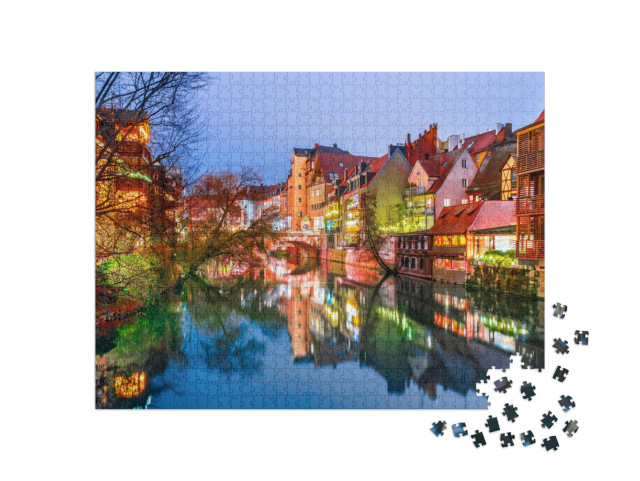 Puzzle 1000 Teile „Historische Altstadt von Nürnberg der Pegnitz, Deutschland“