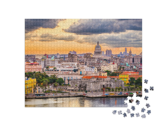 Puzzle 1000 Teile „Abendliche Skyline von Havanna, Kuba“