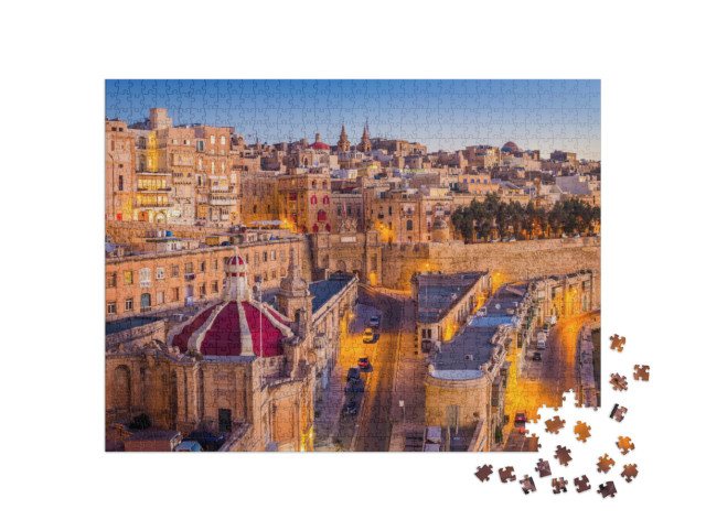 Puzzle 1000 Teile „Malta: Die Hauptstadt Valletta im Sonnenaufgang“