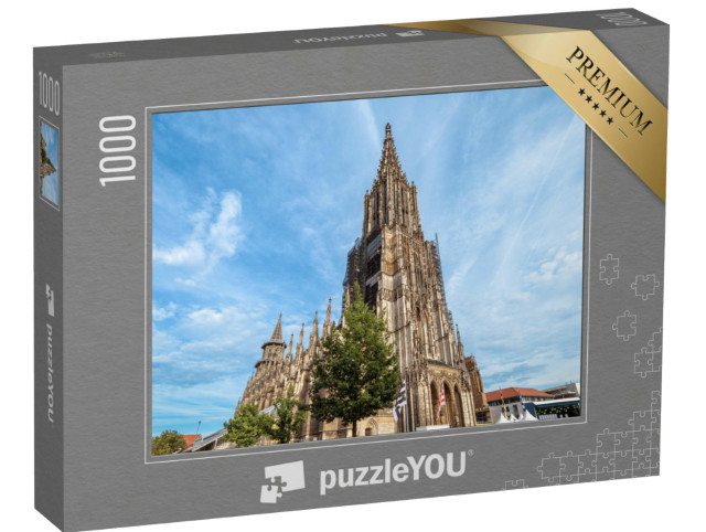 Puzzle 1000 Teile „Das Ulmer Münster als mittelalterliche Touristenattraktion “