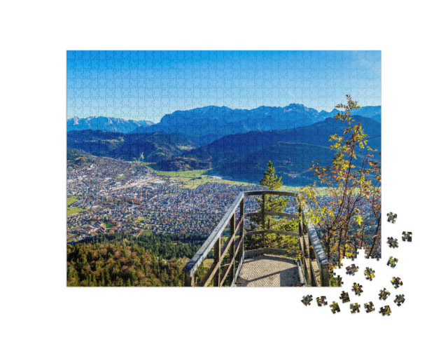 Puzzle 1000 Teile „Kramerberg und Felsen-Kanzel in Garmisch-Partenkirchen, Bayern“