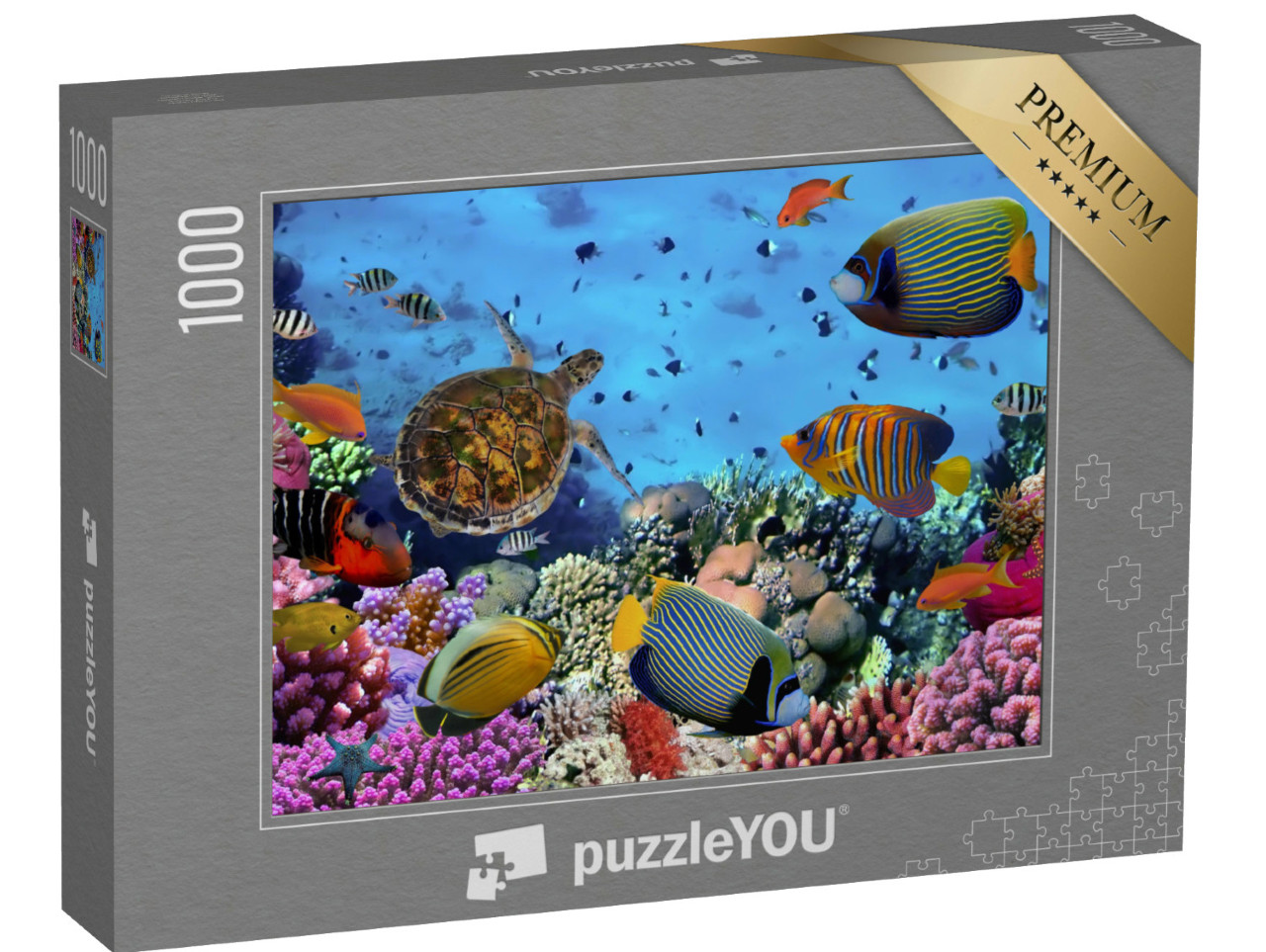 Puzzle 1000 Teile „Buntes Korallenriff mit Fischen und Meeresschildkröten“
