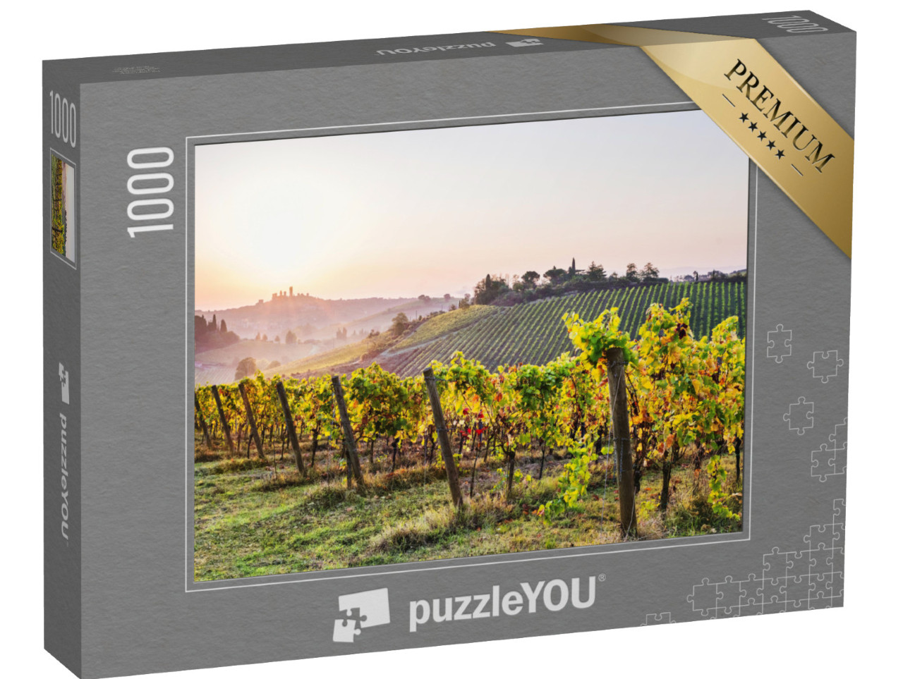 Puzzle 1000 Teile „Weinberge und Landschaft mit San Gimignano “
