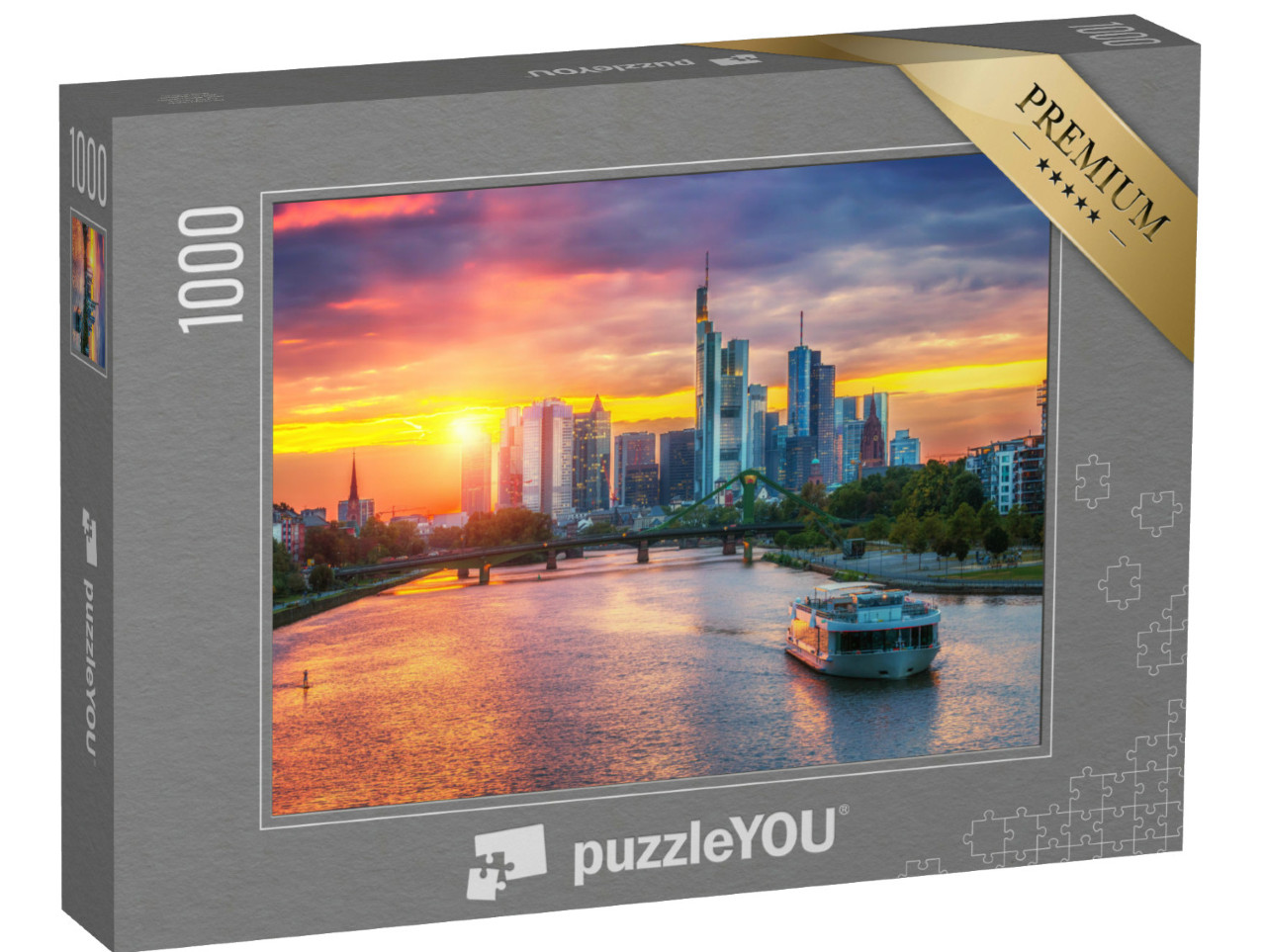 Puzzle 1000 Teile „Frankfurt am Main im Sonnenuntergang, Deutschland“