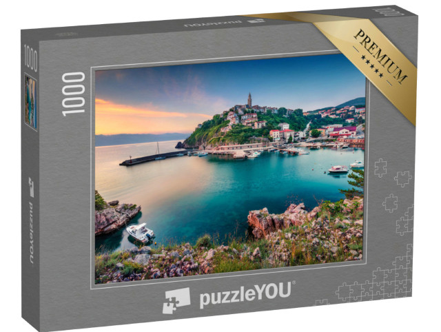 Puzzle 1000 Teile „Stadtbild der Stadt Vrbnik am Morgen, Krk, Kroatien“