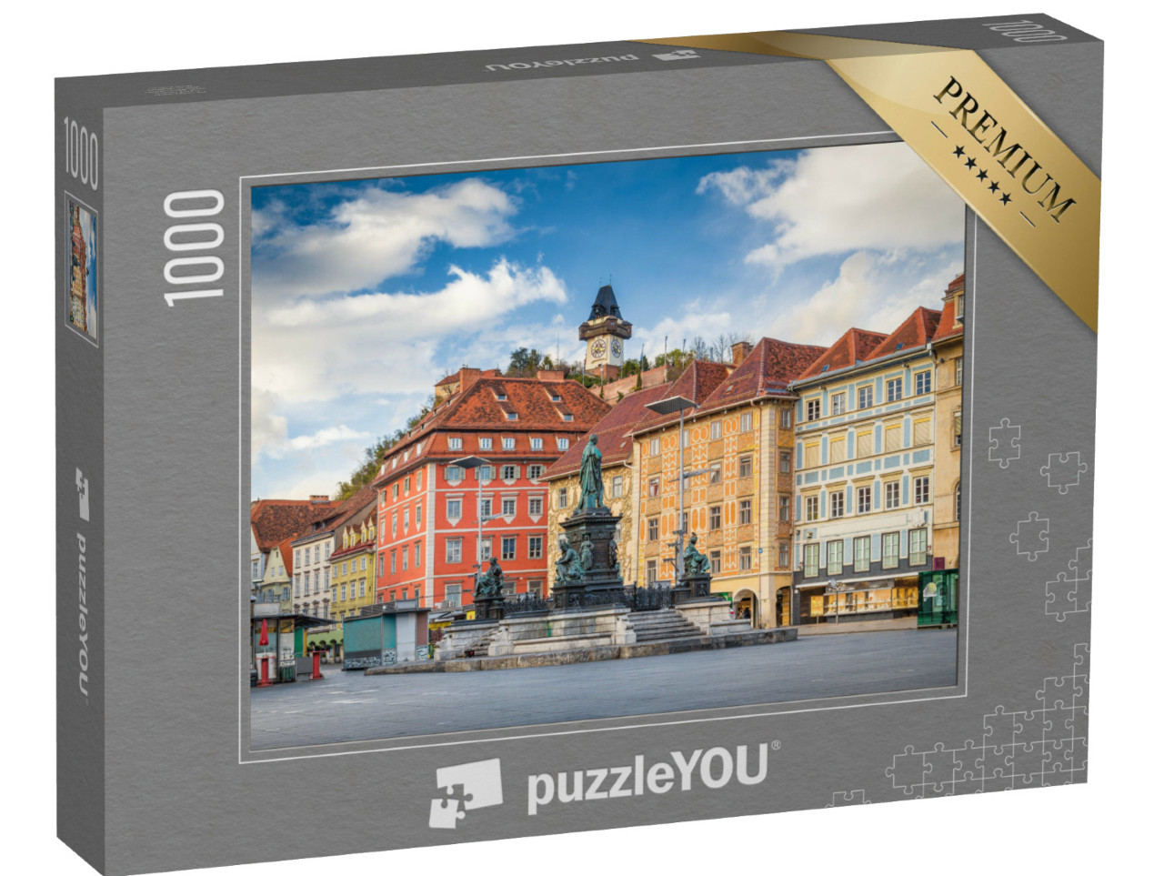 Puzzle 1000 Teile „Historische Stadt Graz mit berühmtem Grazer Uhrenturm, Österreich“
