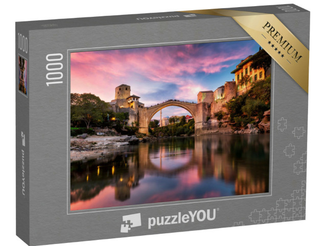 Puzzle 1000 Teile „Sonnenutnergang über der Altstadt von Mostar in Bosnien“