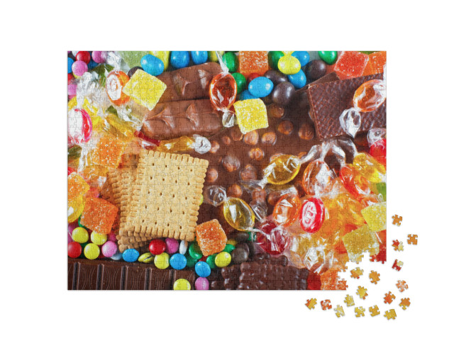 Puzzle 1000 Teile „Bunte Bonbons, Schokolade und Kekse“