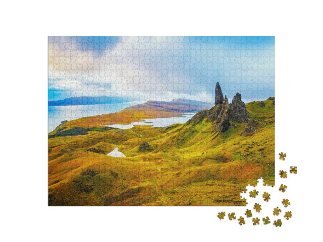 Puzzle 1000 Teile „Spektakuläre Old Man of Storr Felsformation, Isle of Skye, Schottland.“