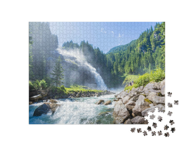 Puzzle 1000 Teile „Krimmler Wasserfälle im Nationalpark Hohe Tauern, Salzburg, Österreich“