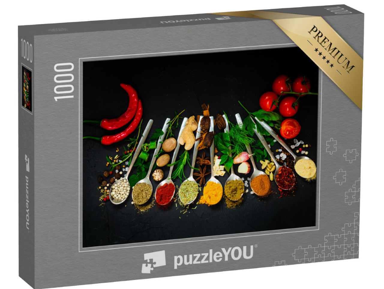 Puzzle 1000 Teile „Auswahl von Gewürzen und Kräutern“