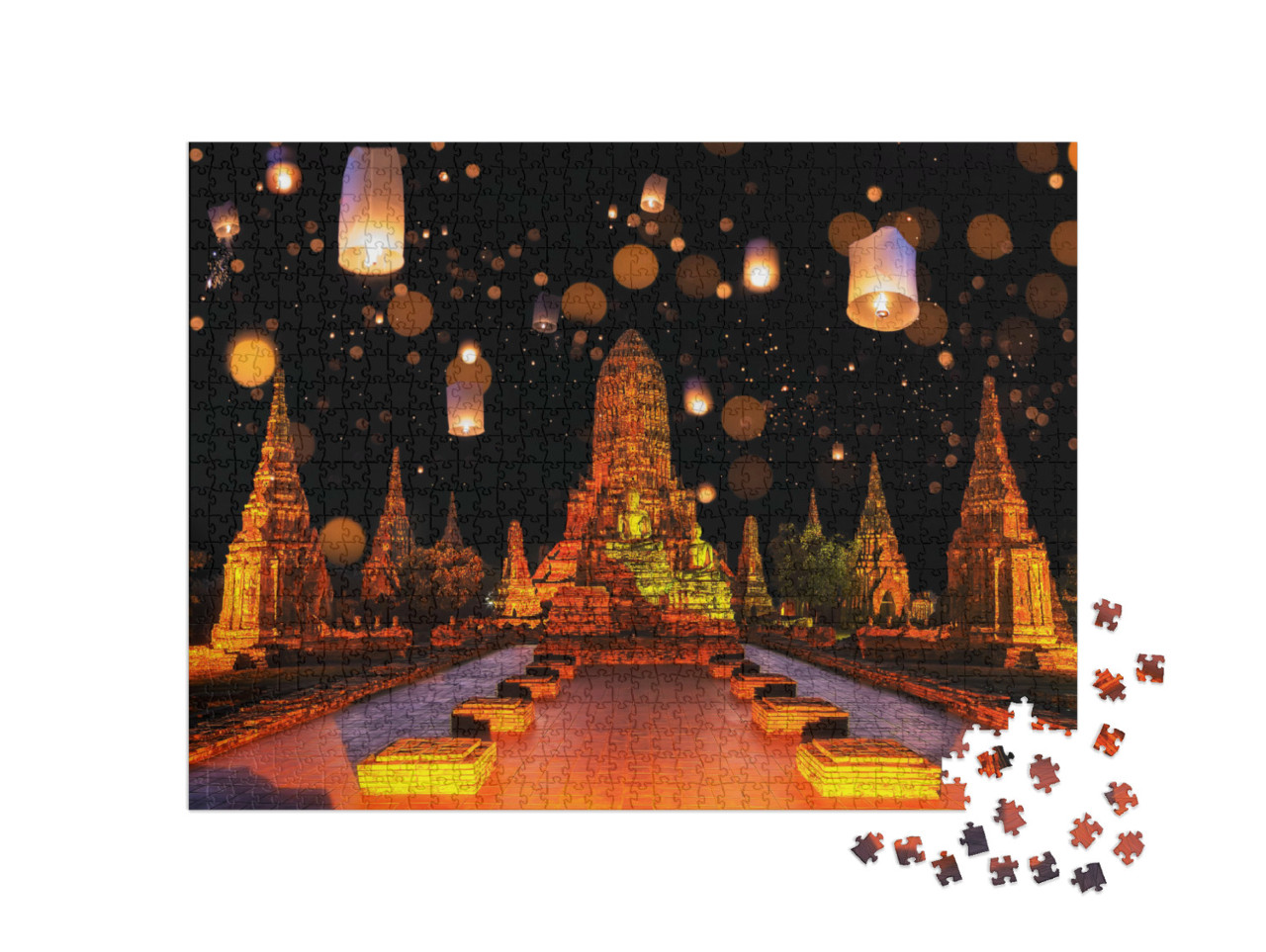 Puzzle 1000 Teile „Lichterfest in Ayutthaya, Thailand“