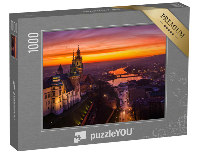 Puzzle 1000 Teile „Sonnenuntergang über dem Schloss Wawel, Krakau, Polen“