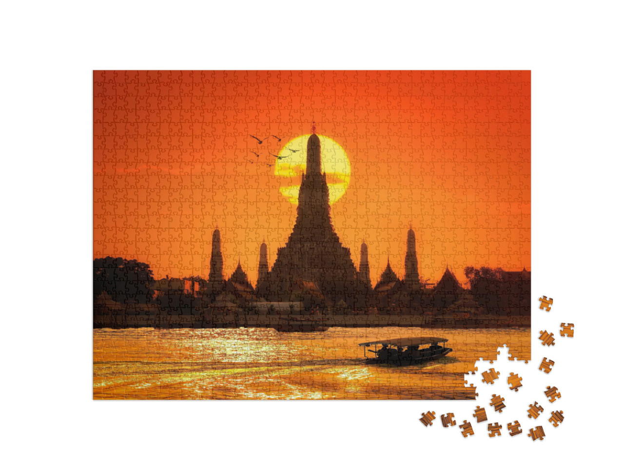 Puzzle 1000 Teile „Wat Arun bei Sonnenuntergang in Bangkok, Thailand“