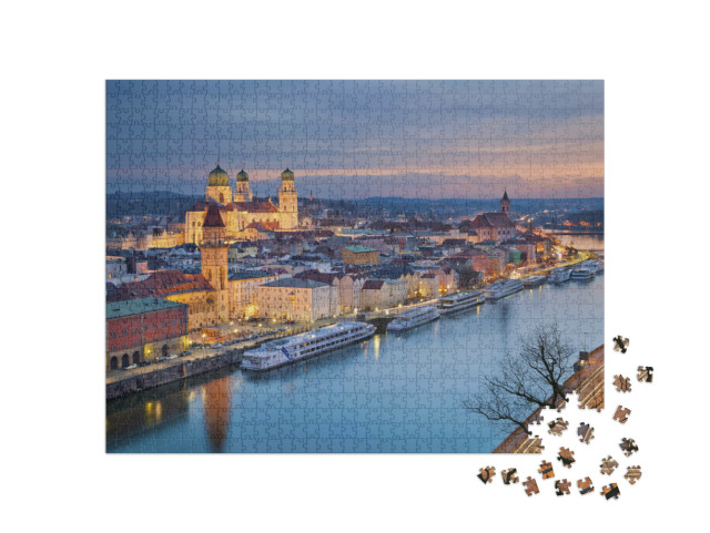 Puzzle 1000 Teile „Passau an der Donau in der Dämmerung“