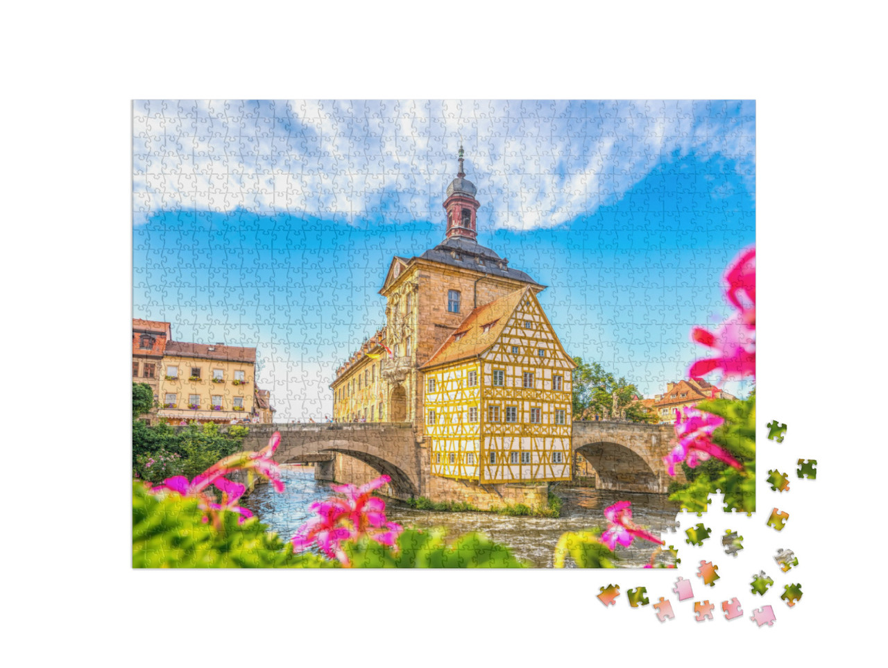 Puzzle 1000 Teile „Großartiger Blick auf das Rathaus von Bamberg, Deutschland“