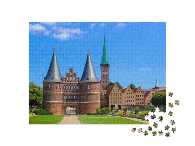 Puzzle 1000 Teile „Holstentor: Teil der Altstadt von Lübeck“