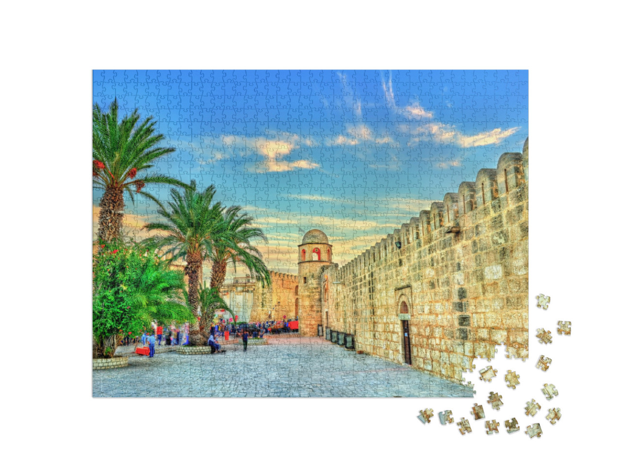 Puzzle 1000 Teile „Mauern und Minarett der Großen Moschee von Sousse, UNESCO-Weltkulturerbe, Tunesien“