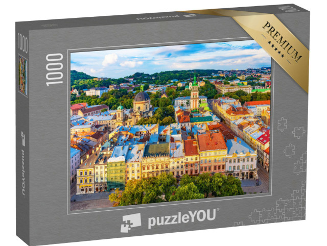 Puzzle 1000 Teile „Marktplatz von Lviv aus der Luft, Ukraine“