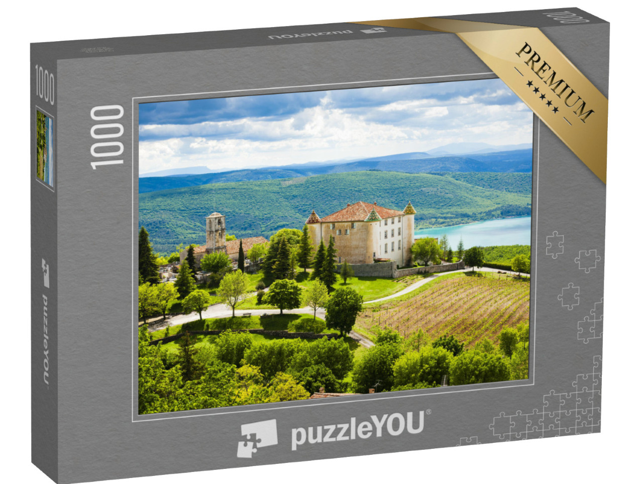 Puzzle 1000 Teile „Aiguines und der See St. Croix, Departement Var, Provence, Frankreich“