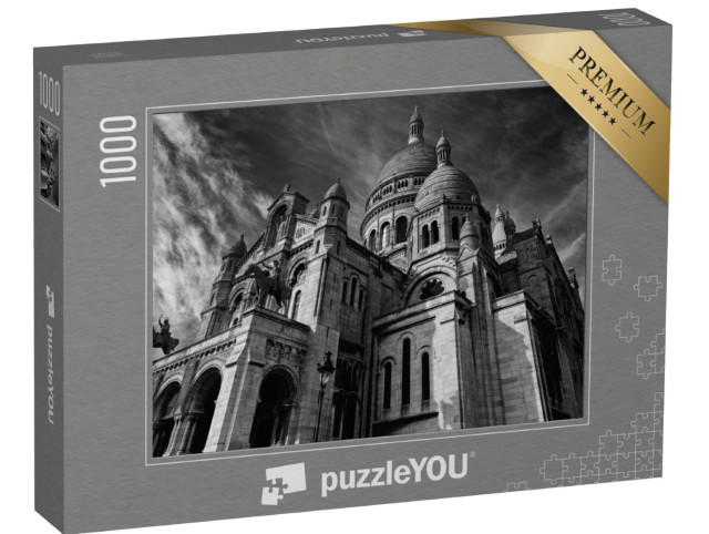 Puzzle 1000 Teile „Basilika Sacre Coeur Montmartre, monochromes Bild, Paris“