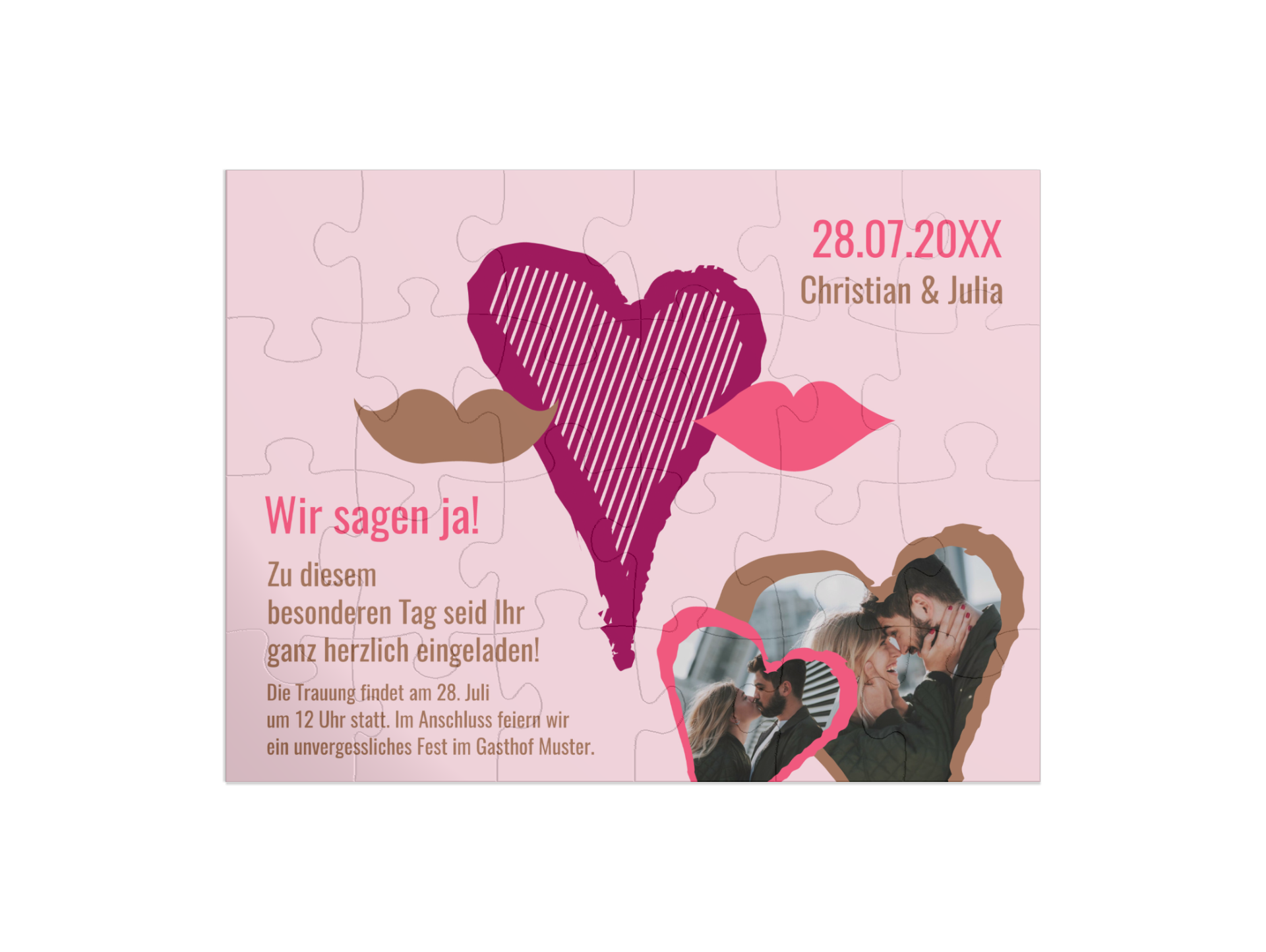 "Hipster love" in Querformat pink