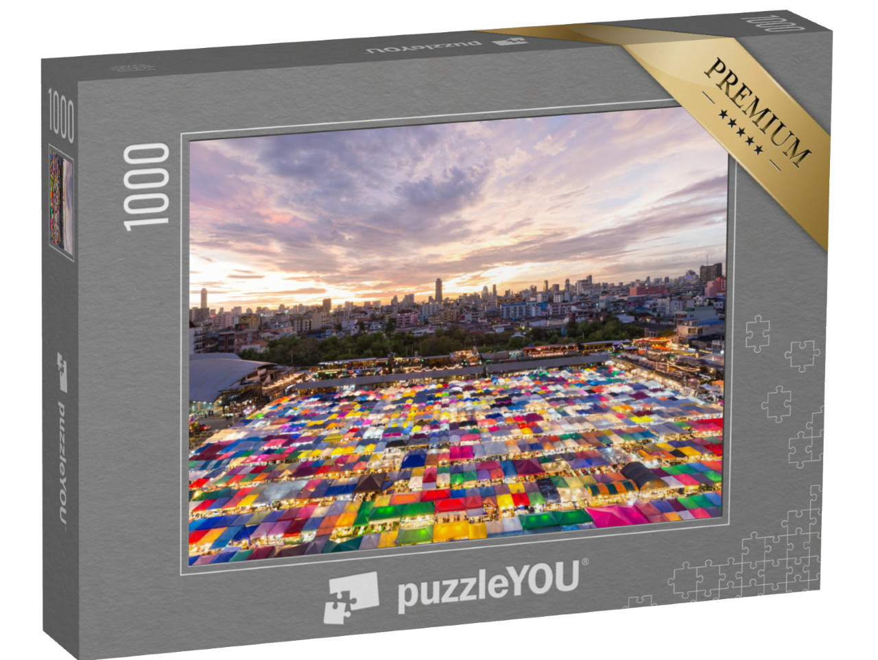 Puzzle 1000 Teile „Nachtmarkt in Bangkok, Thailand“
