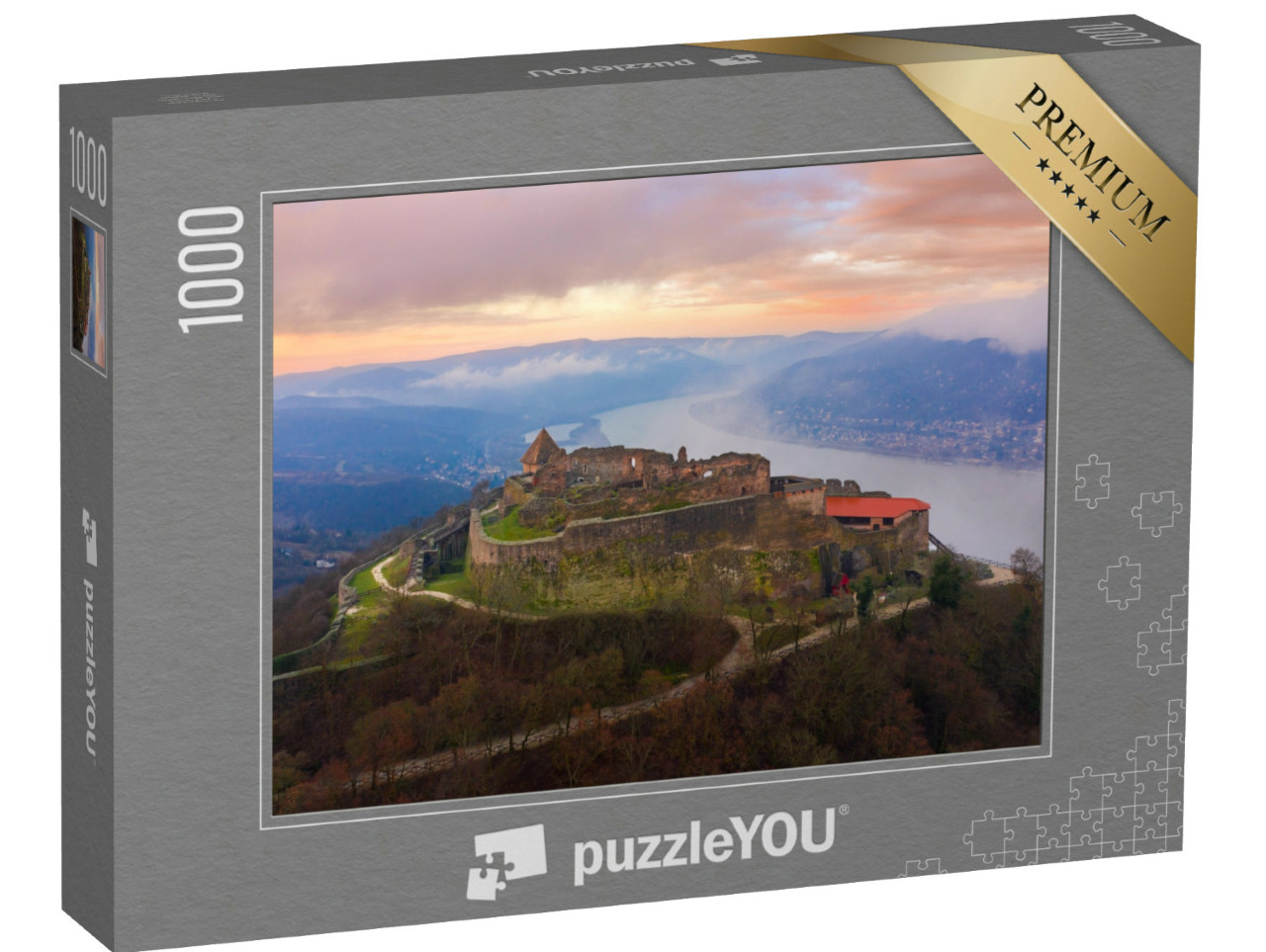 Puzzle 1000 Teile „Burg von Visegrad an einem stimmungsvollen Wintermorgen, Ungarn“