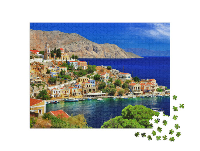 Puzzle 1000 Teile „Wunderbares Griechenland: Insel Symi, Dodekanes“
