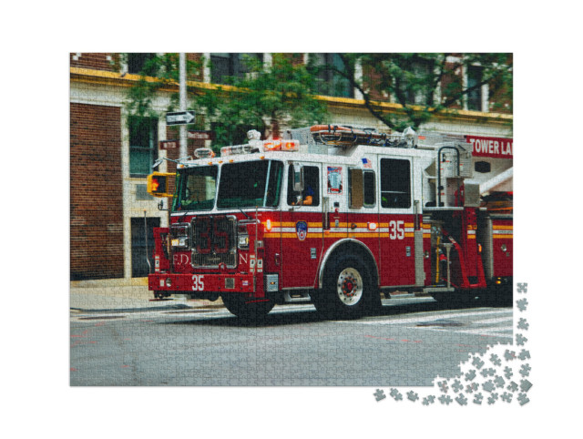 Puzzle 2000 Teile „Feuerwehrauto in New York City“