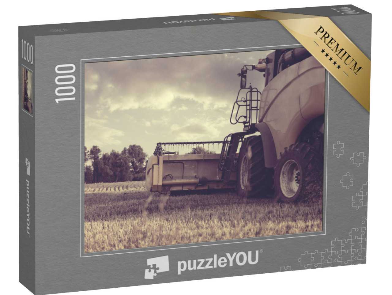Puzzle 1000 Teile „Mähdrescher auf einem Weizenfeld“