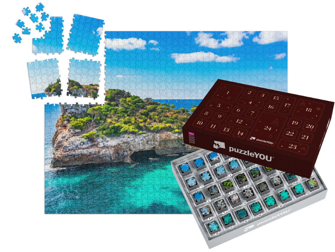 Puzzle-Adventskalender „Strand von Mallorca, Spanien, Mittelmeer“