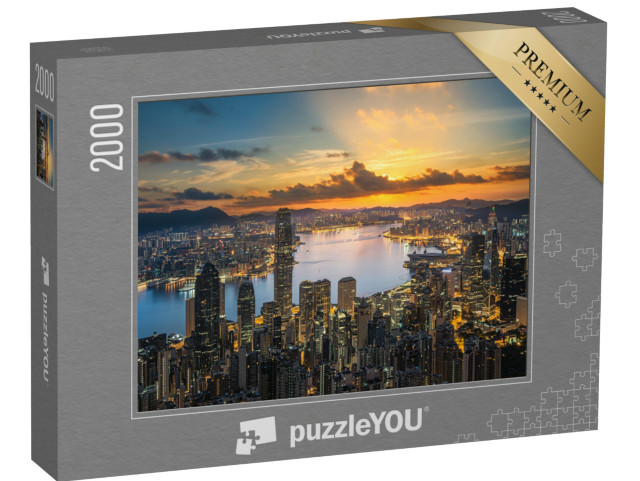 Puzzle 2000 Teile „Hongkong im Sonnenuntergang“