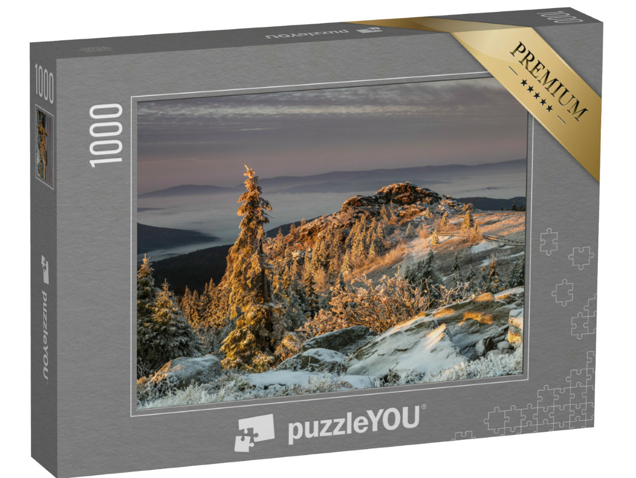 Puzzle 1000 Teile „Sonnenaufgang am Großen Arber in Bayern, Deutschland“
