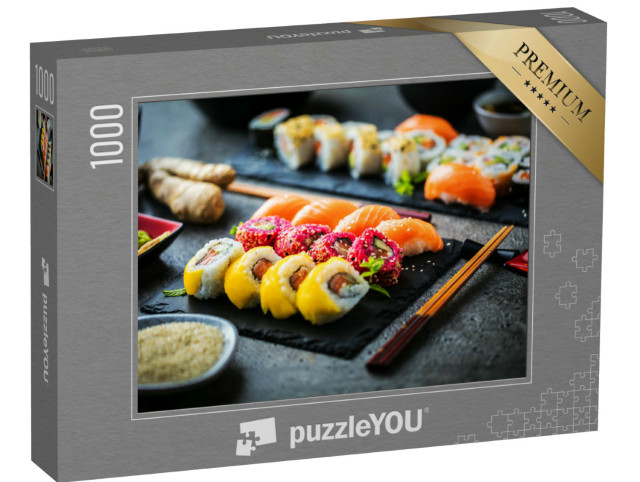 Puzzle 1000 Teile „Sushi auf Schiefertafeln“