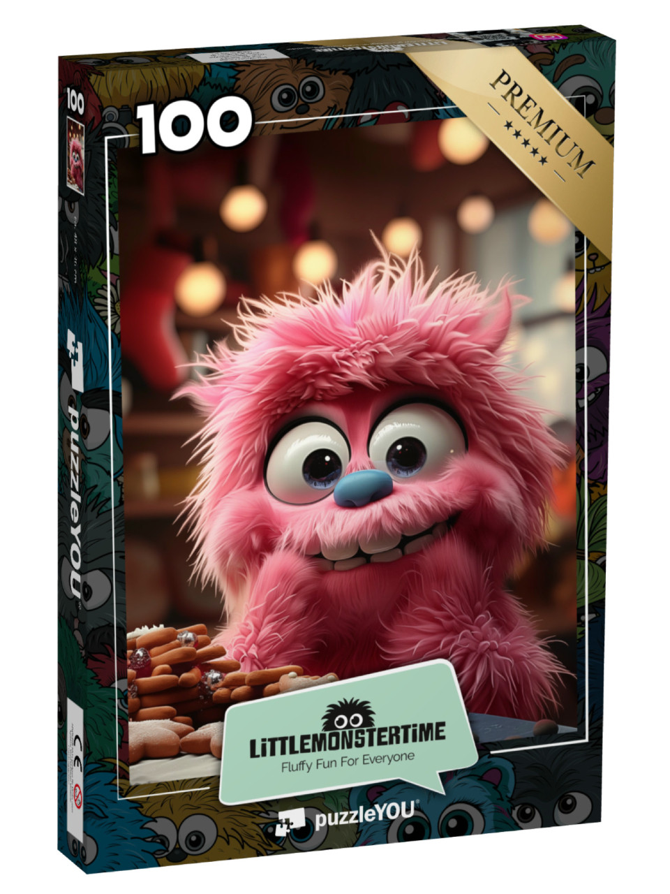 Puzzle 100 Teile „LITTLEMONSTERTIME: Pinky Puff – Weihnachten“