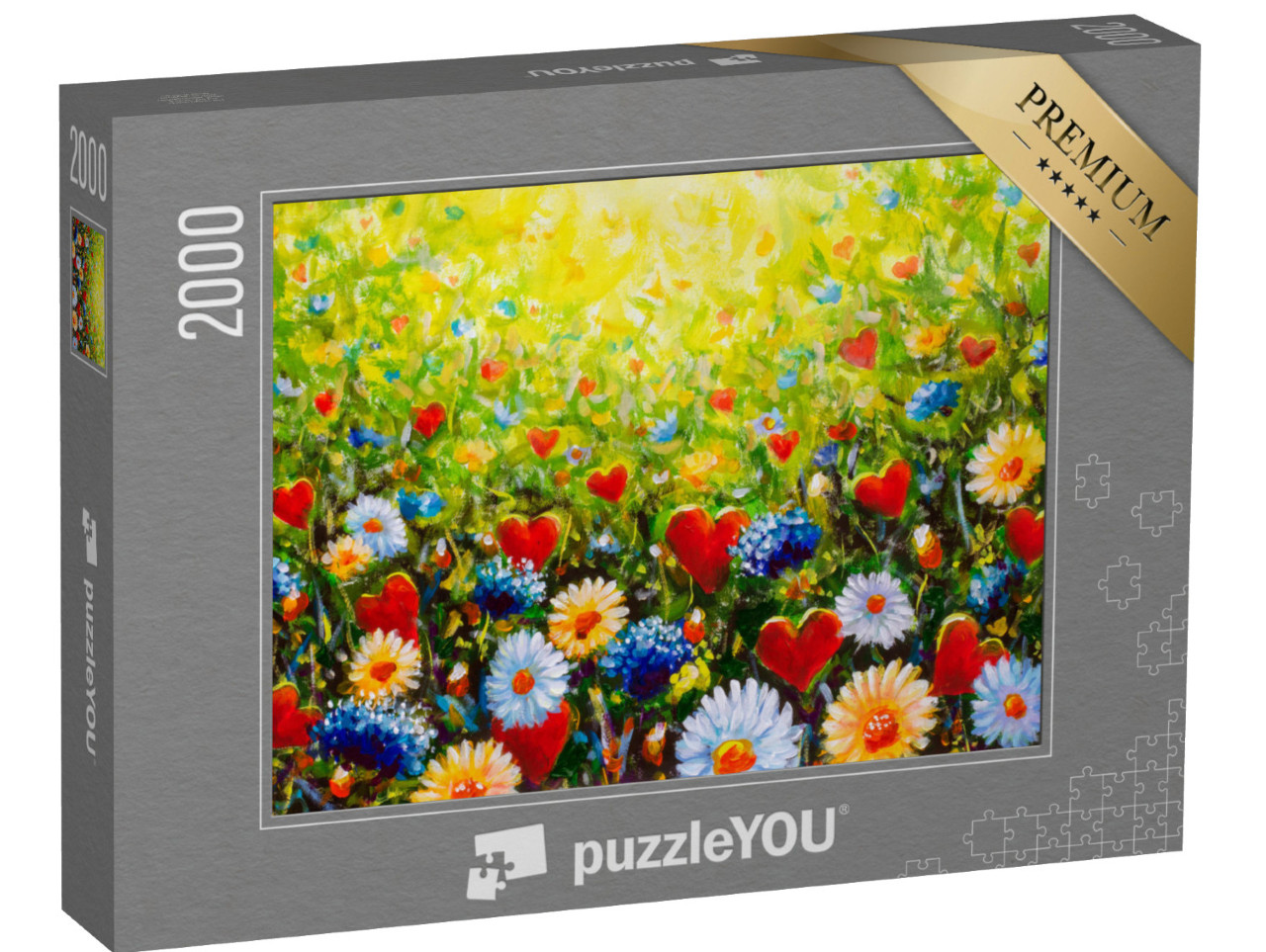 Puzzle 2000 Teile „Ölgemälde: Wunderschöne Blumenwiese“